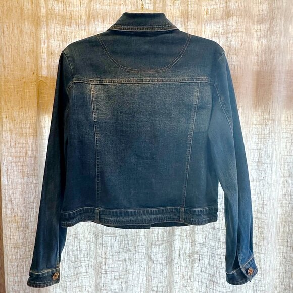 BEREK 2 by Takako Sakon Denim Jean Jacket—Crystal Buttons & Floral Lining Large - Picture 7 of 16